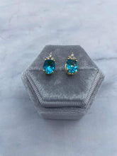 Load image into Gallery viewer, Paraiba Topaz and Diamond Studs - 14K Yellow Gold