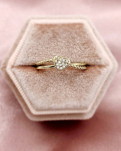 Diamond Heart Ring - 14K Yellow Gold