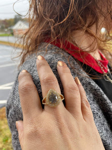14K Yellow Gold Pear Shaped Diamond Ring