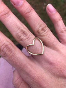 Open Heart Ring - 14K Yellow Gold