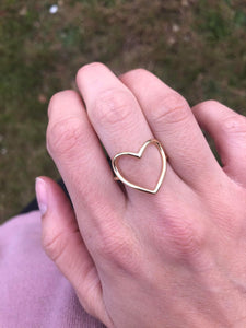 Open Heart Ring - 14K Yellow Gold