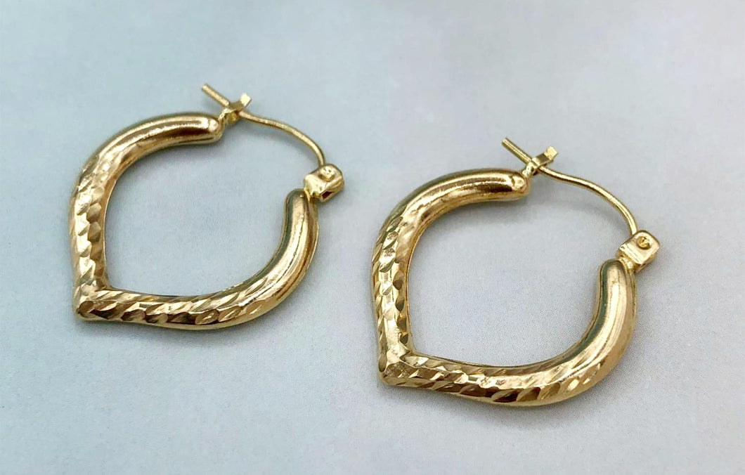 V Shaped 14k Yellow Gold Hoop