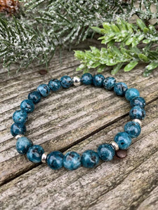 Blue Agate Beaded Bracelet - Elena Michele