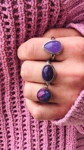 Purple Jade Ring - Sterling Silver