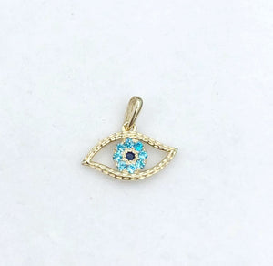 14K Gold Evil Eye Pendant