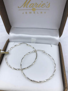 Rebecca 1.5" Twisted Sterling Silver Hoops