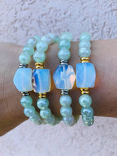 Load image into Gallery viewer, Sea Opal on Mystic Blue Green Agate