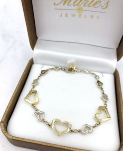 14K Gold & Diamond Hearts Bracelet