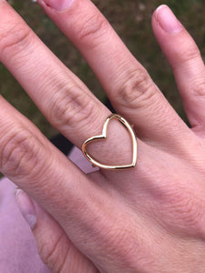 Open Heart Ring - 14K Yellow Gold