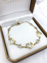 Load image into Gallery viewer, 14K Gold &amp; Diamond Hearts Bracelet