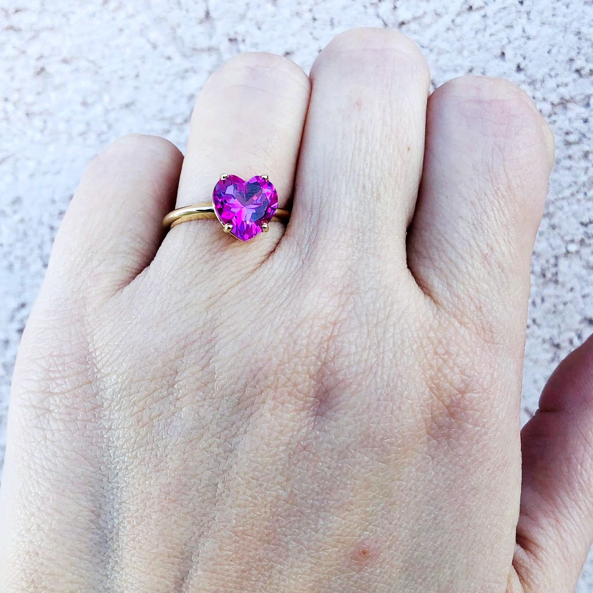 Pink Topaz Heart Ring – Celtic Crystal Design Jewelry