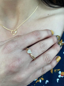 Diamond Heart Ring - 14K Yellow Gold