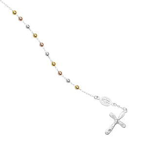 Rosary Bracelet - Tri Color Rhodium Plated