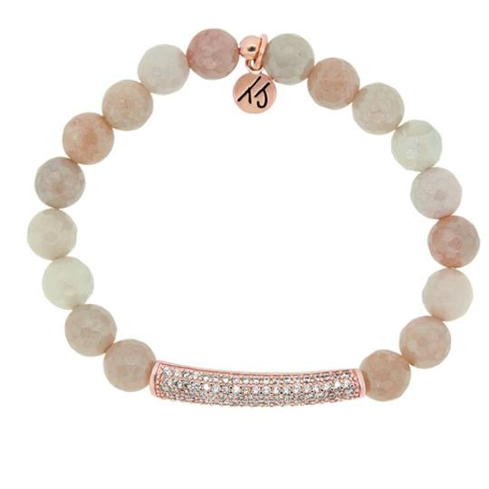 Elegance Collection - Sunstone Stone Bracelet with Rose Gold Crystal Bar