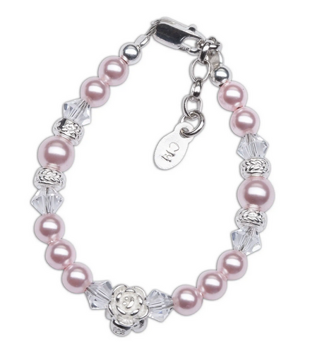 Rose - Sterling Silver Pink Pearl Baby & Kids Bracelet