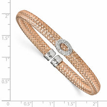 Load image into Gallery viewer, Sterling Silver Rose-tone CZ Woven Cuff