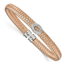 Load image into Gallery viewer, Sterling Silver Rose-tone CZ Woven Cuff