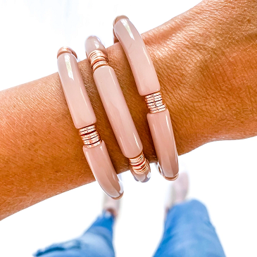 Acrylic Tube Bamboo Stretch Bracelet