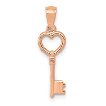 Load image into Gallery viewer, Key To My Heart Pendant &amp; 16 Inch Singapore Chain - 14K Rose Gold