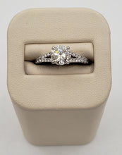 Load image into Gallery viewer, 14K White Gold Round Brilliant Cut Diamond with Diamond Split Shank Engagement Ring