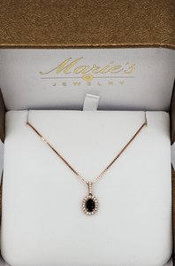Sapphire & Diamond Necklace - 14K Rose Gold