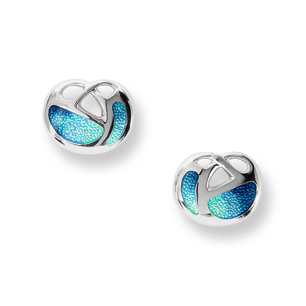 Sterling Silver Art Nouveau Stud Earrings -Turquoise