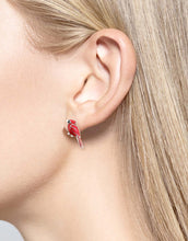 Load image into Gallery viewer, Sterling Silver Cardinal Bird Stud Earrings - Red
