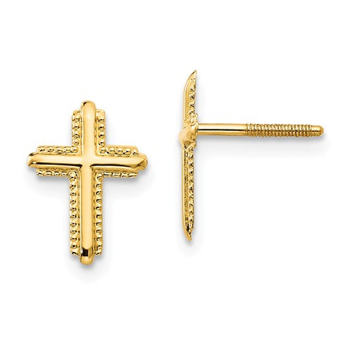 14k Madi K Cross Screw Back Post Earrings