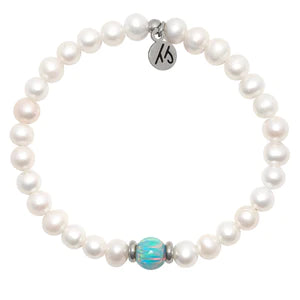 White Pearl with Seafoam Green Opal Bracelet - TJazelle Cape Bracelet Reverse