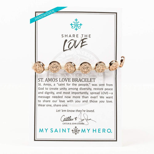 Share the LOVE St Amos Love Bracelet (White & Rose Gold) - My Saint My Hero