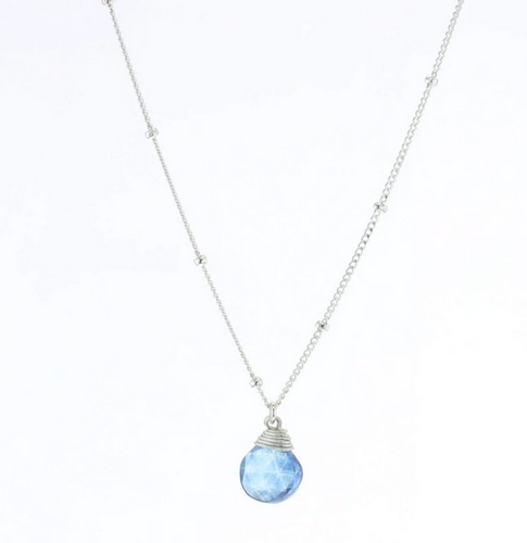 Silver Trinket Stone Necklace - Purple Mystic Topaz