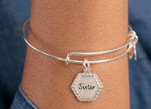 Load image into Gallery viewer, Sister “Woven Together” Charm Bangle