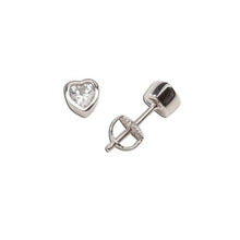 Load image into Gallery viewer, Sterling Silver Baptism Earrings-Clear CZ Heart