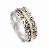 Load image into Gallery viewer, Floral Filigree Spinner *Fidget* Ring - Sterling Silver with Gold