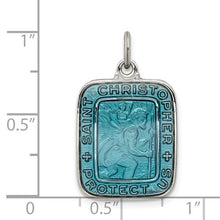 Load image into Gallery viewer, Blue Enamel Square St. Christopher Medal Pendant