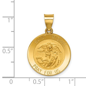 Saint (St) Michael Medal Hollow Pendant - 14K Yellow Gold