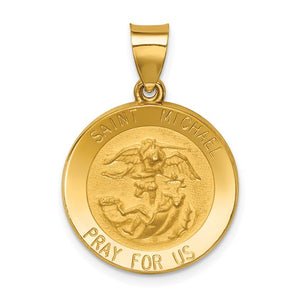 St. Michael Medal Pendant - 14k Polished and Satin