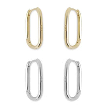 Load image into Gallery viewer, Thin Rectangle Hoop Earrings - Sterling Silver