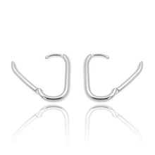 Load image into Gallery viewer, Thin Rectangle Hoop Earrings - Sterling Silver