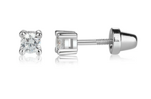 Load image into Gallery viewer, Tiny Clear CZ Stud Earrings for Baby and Children