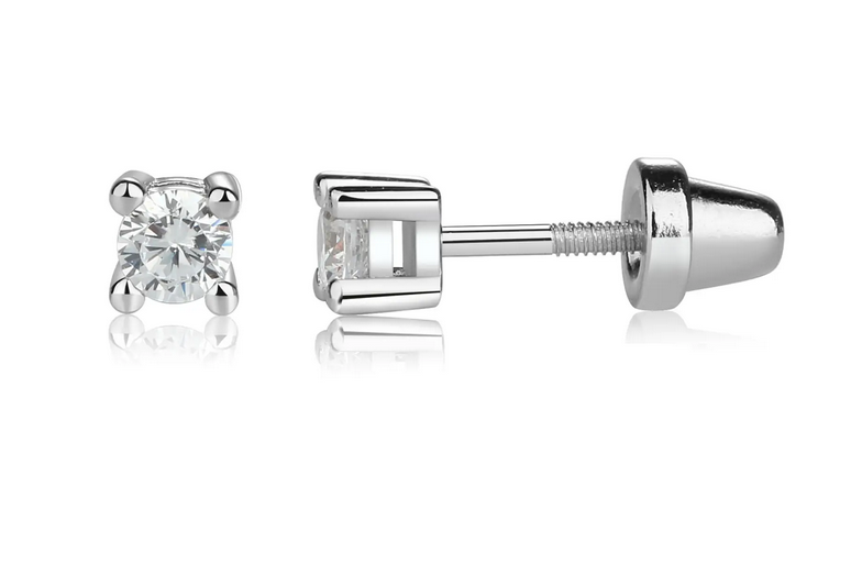 Tiny Clear CZ Stud Earrings for Baby and Children