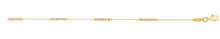 Load image into Gallery viewer, Tri-color Diamond Cut Bead Station Anklet -14K Gold