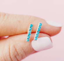Load image into Gallery viewer, Turquoise Slim Bar Stud Earrings