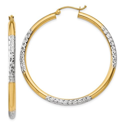 Two-Toned Gold Hoops - 14K Yellow and White Gold