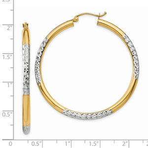 Two-Toned Gold Hoops - 14K Yellow and White Gold