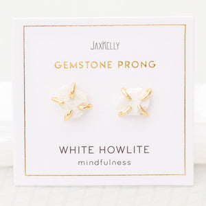 White Howlite Gemstone Prong Earrings
