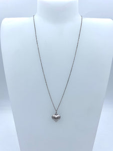14k white gold puffed heart necklace