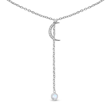 Load image into Gallery viewer, Moonstone Moon Necklace - Sterling Silver