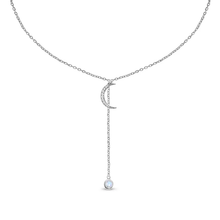 Load image into Gallery viewer, Moonstone Moon Necklace - Sterling Silver