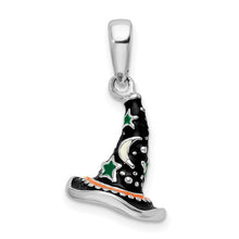 Load image into Gallery viewer, 3D Enameled Witch Hat Pendant -Sterling Silver Polished